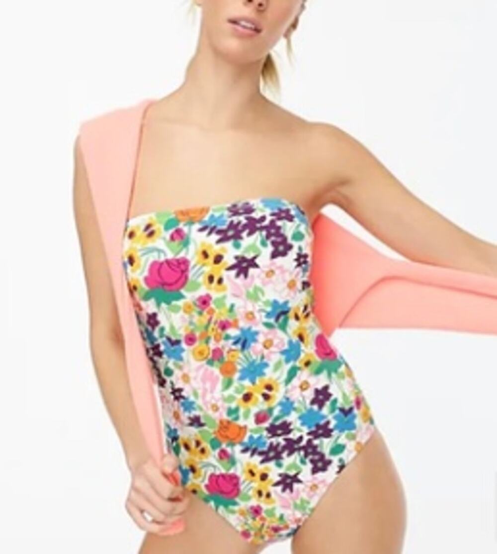 J. Crew Bandeau One-Piece In Garden Piqué Size 16